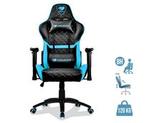 Fauteuil gamer Armor One - accoudoirs réglables - appui-tête intégré - noir et bleu