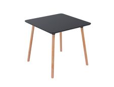 Table de restauration carré PALOMBA - L80 x P80 x H75 cm - pieds hêtre - plateau noir