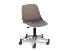 Chaise PALM - coque taupe - assise gris clair - base chromé