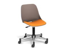 Chaise PALM - coque taupe - assise mandarine - base chromé