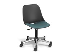 Chaise PALM - coque noire - assise vert - base chromé