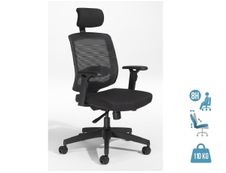 Fauteuil de bureau ergonomique MALICE avec têtière - accoudoirs réglables - noir