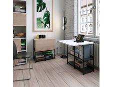 Bureau repliable avec structure métallique - 69 cm - blanc