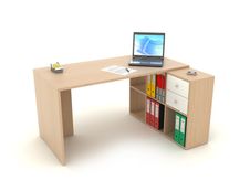Bureau avec module 6 cases - 140 cm - chêne