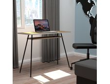 EasyHome - Bureau télétravail LV1 100 cm - avec tablette - noyer - pieds noirs