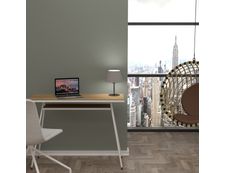 EasyHome - Bureau télétravail LV1 100 cm - avec tablette - noyer - pieds blancs