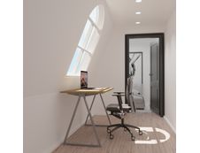 EasyHome - Bureau télétravail LV9 110 cm - noyer - pieds gris métallisé