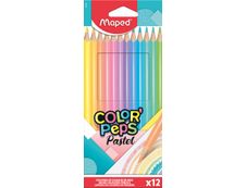 Maped Color'Peps Pastel - 12 Crayons de couleur - couleurs pastels assorties