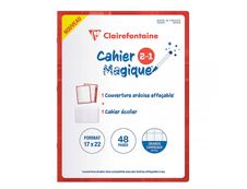 Clairefontaine - Cahier magique ardoise 17 x 22 cm - 48 pages - grands carreaux (Seyes) - couverture effaçable double-face