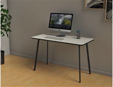 Bureau home office HOPM - 114 x 60 cm - pied noir et plateau blanc