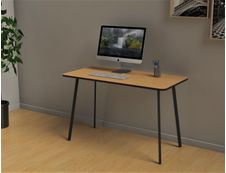 Bureau home office HOPM - 114 x 60 cm - pied noir et plateau hêtre