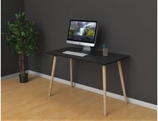 Bureau home office HOPM - 114 x 60 cm - pied hêtre et plateau noir