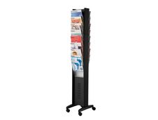 Présentoir mobile double face - 16 cases pour documents format A4 - noir