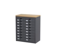Meuble de rangement - 2 colonnes et 16 tiroirs - H75 x L60,5 x P33,5 cm - anthracite