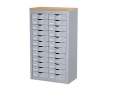 Meuble de rangement - 2 colonnes et 24 tiroirs - H106,5 x L60,5 x P33,5 cm - argent