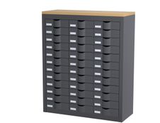 Meuble de rangement - 3 colonnes et 36 tiroirs - H106,5 x L87 x P33,5 cm - anthracite