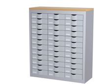 Meuble de rangement - 3 colonnes et 36 tiroirs - H106,5 x L87 x P33,5 cm - argent