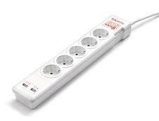 SALICRU SPS SAFE 5+ - Multiprise avec interrupteur 5 prises+ 2 ports USB 2.1A - 1,5m