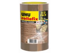 UHU - Pack de 3 rubans adhésifs d'emballage - 50 mm x 66 m - brun