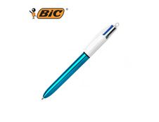 BIC 4 Couleurs Shine - Stylo à bille 4 couleurs - corps bleu