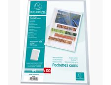 Exacompta - 100 Pochettes coin grainées - A4 - 12/100 - cristal