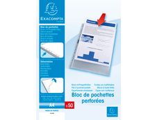 Exacompta Quick Doc - 50 Pochettes perforées - A4 - lisses - cristal