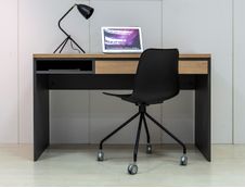 Bureau ARCADE - 126 cm - avec tiroir et niche - chêne/anthracite