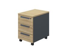Caisson mobile ARCADE - Profondeur 60 cm - 3 tiroirs - chêne/anthracite