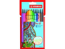 STABILO Pen 68 - 12 Feutres pointe moyenne - couleurs assorties