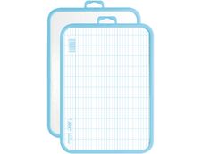 BIC - Ardoise Velleda blanche - 19 x 26 cm - double face grands carreaux (seyes) - cadre bleu