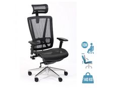 Fauteuil de bureau ergonomique VASEAT - accoudoirs réglables - appui-tête intégré - noir