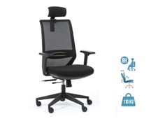 Fauteuil de bureau TECSY - accoudoirs réglables - Appui-tête réglable - noir