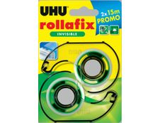 UHU rollafix - 2 Dévidoirs avec ruban de bureau invisible 15m