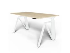Bureau THEODORE  L140 - pieds blanc - plateau imitation chêne
