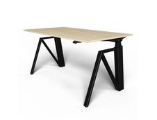 Bureau THEODORE  L140 - pieds noir - plateau imitation chêne