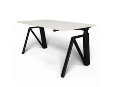 Bureau THEODORE  L160 - pieds noir - plateau Blanc laqué