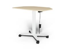 Bureau ELLIOT d'angle L100 - pieds blanc - plateau imitation chêne