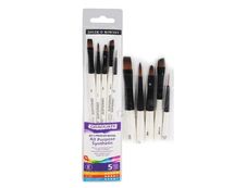 Daler-Rowney Graduate - Pack de 5 pinceaux synthétiques - plat, ombreur biseauté, nuanceur de ciseau - taille : 4, 8, 3/8, 1/4