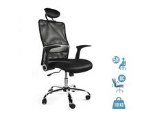 Fauteuil de bureau GELATI - accoudoirs rabattables - appui-tête réglable - noir 