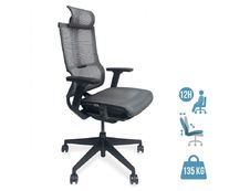 Fauteuil de bureau ergonomique JAMES - accoudoirs réglables - appuie-tête réglable - noir et gris