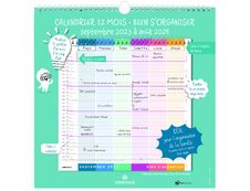 Calendrier mensuel Bien S'organiser - 12 feuilles - 30 x 30 cm - Oberthur
