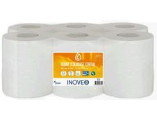 Inoveo - Pack de 6 bobines à dévidage central - 2 plis - blanc