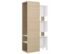 Bibliothèque Vestiaire ABSOLU - L100 x H188 x P45 - 3 bacs de rangement - Chêne structuré