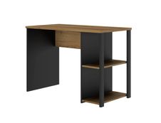 Bureau SOAN avec 2 tablettes - L107 cm - chêne Helvezia et noir