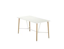 Table de réunion haute ROBIN - L200 x P100 x H104,5 cm - plateau blanc neige - pieds en hêtre massif