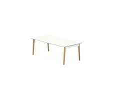 Bureau manager ROBIN - L200 x P100 cm - plateau blanc neige - pieds en hêtre massif
