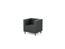Fauteuil pour accueil GALWAY - 1 place - L71 x P62 x H72 cm - revêtement PU - noir