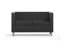 Canapé pour accueil GALWAY - 2 places - L128 x P62 x H72 cm - revêtement PU - noir