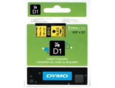 Dymo D1 - Ruban d'étiquettes auto-adhésives - 1 rouleau (9 mm x 7 m) - fond jaune écriture noire 