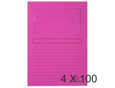 Exacompta Forever - 4 Paquets de 100 Chemises à fenêtre - 120 gr - fuchsia